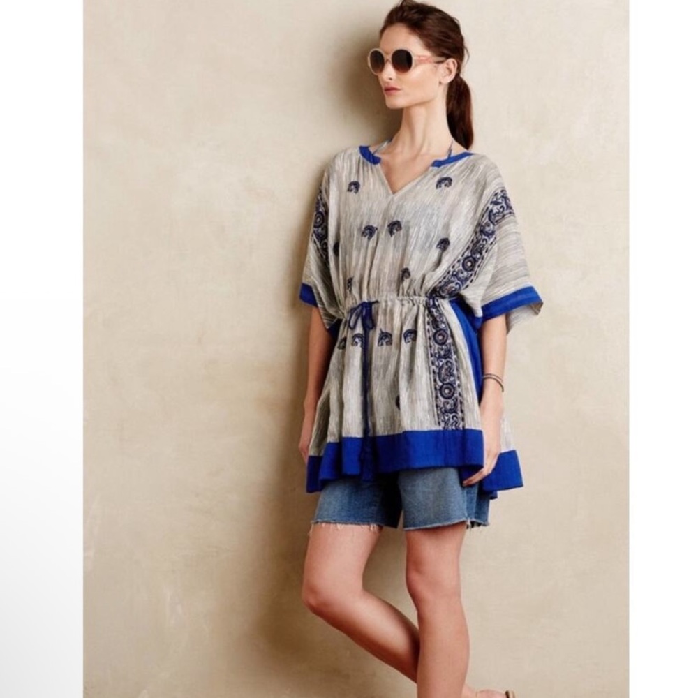 Anthropologie Floreat Small Lona Embroidered Beaded Tunic Top Bohemian Hippie - Picture 1 of 10